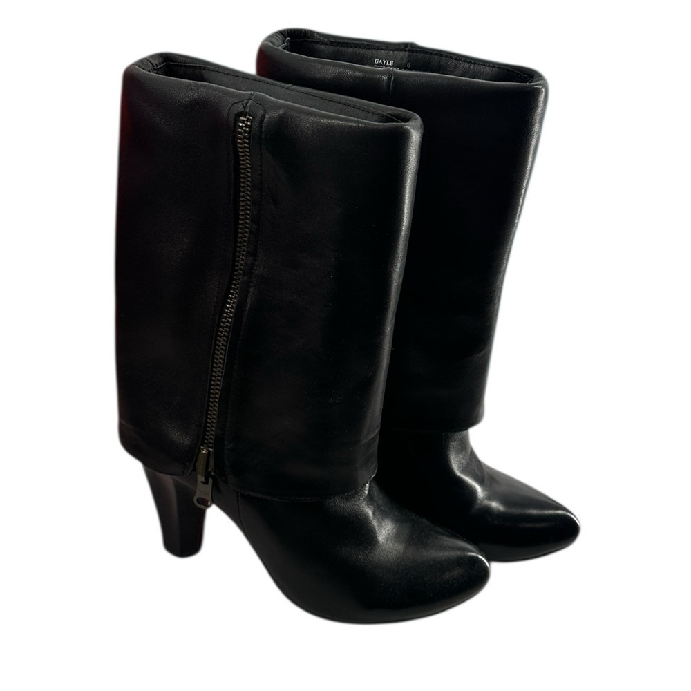 Miz Mooz Gayle Boots soft leather holdover heeled boots zipper detail sz 6